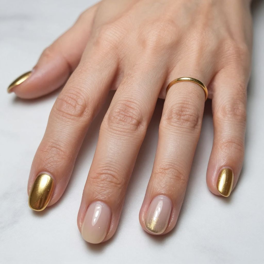 Gold Chrome Oval Nails