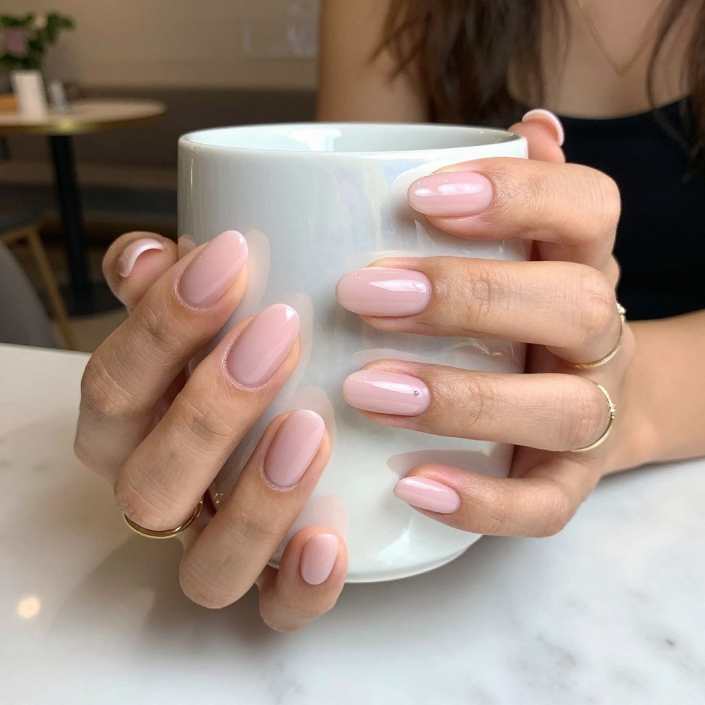 Soft Blush Almond Nails