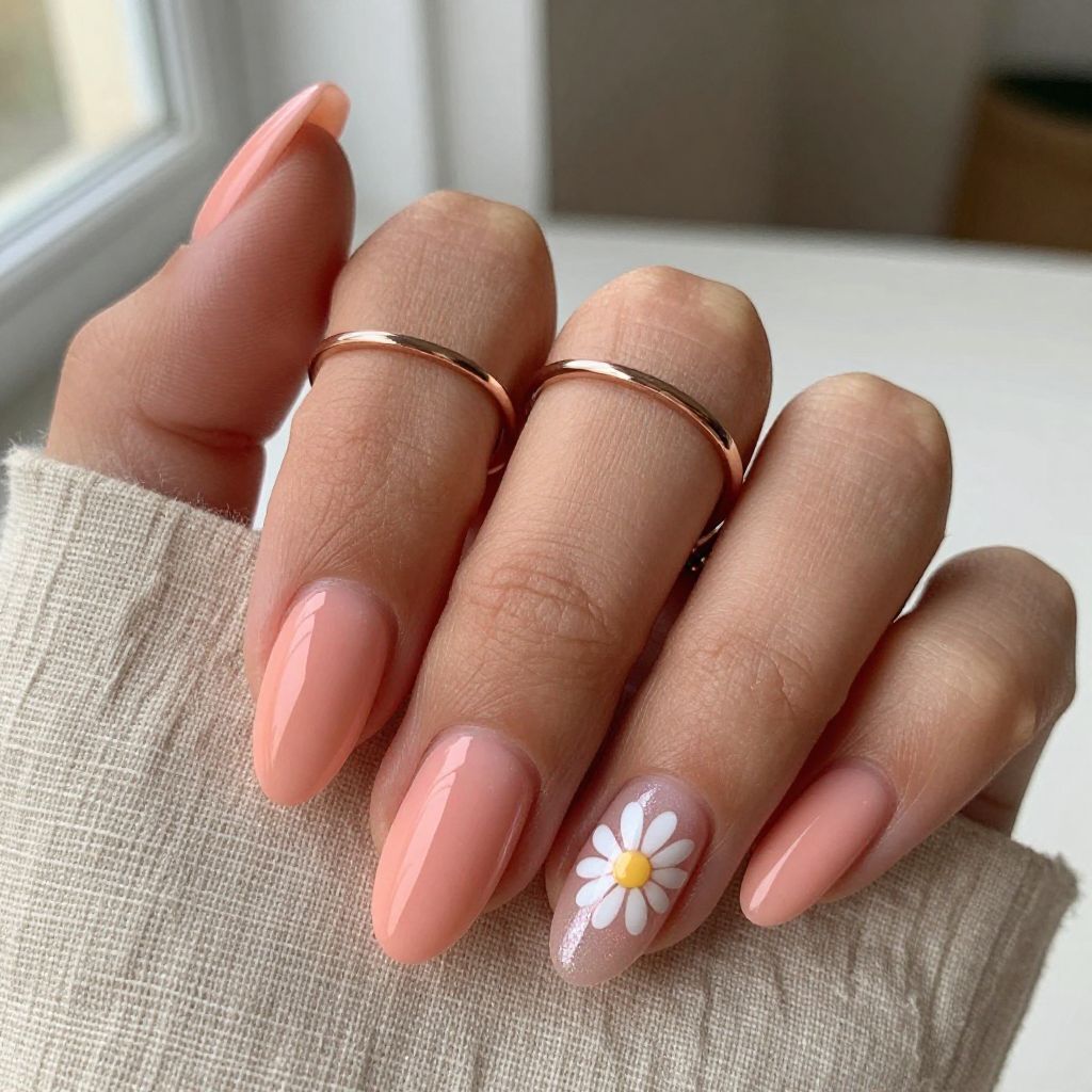 Peach Pink Acrylic Nails