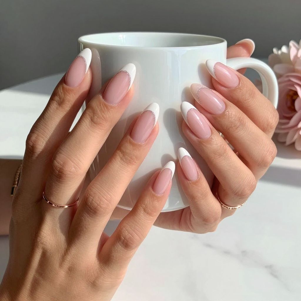 Pink French Acrylic Nails