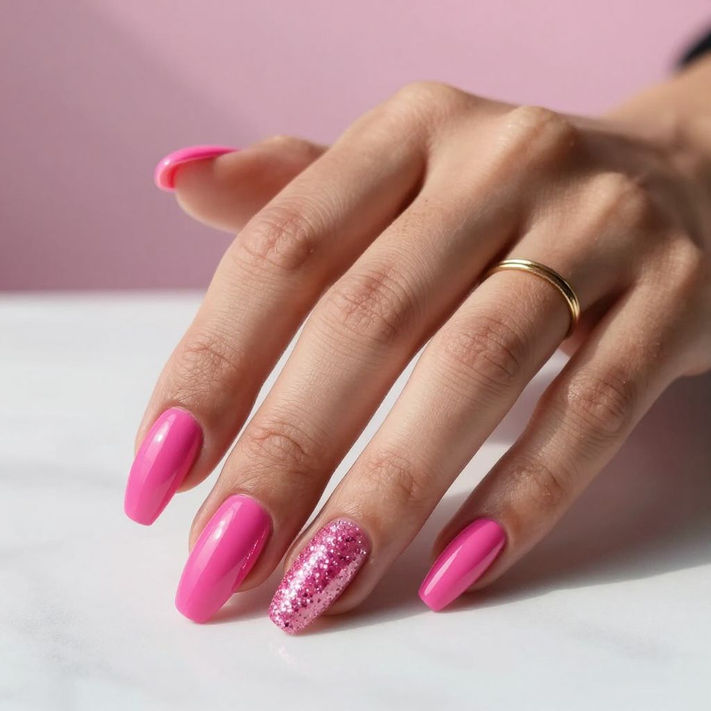 Barbie Pink Long Coffin Nails