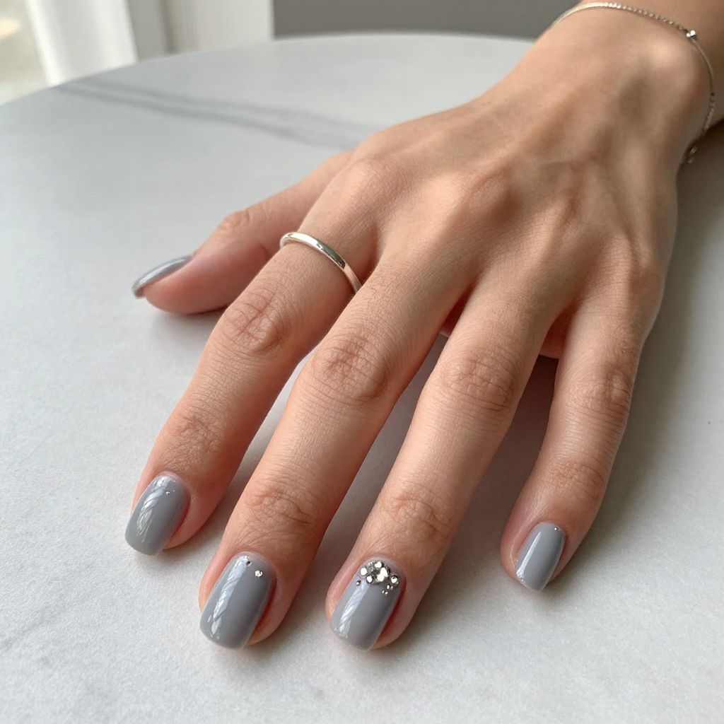 Soft Gray With a Crystal Accent