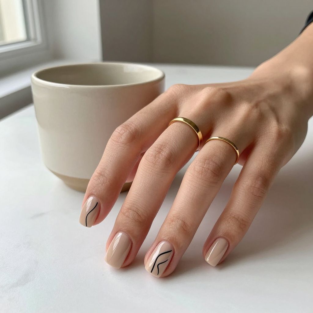 Nude Base With a Black Graphic Accent