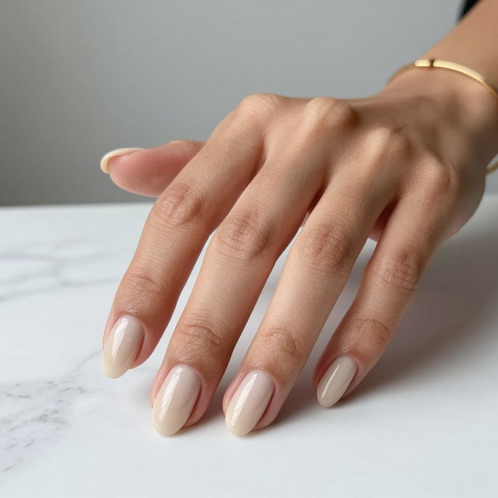 Milky Nude Almond Nails