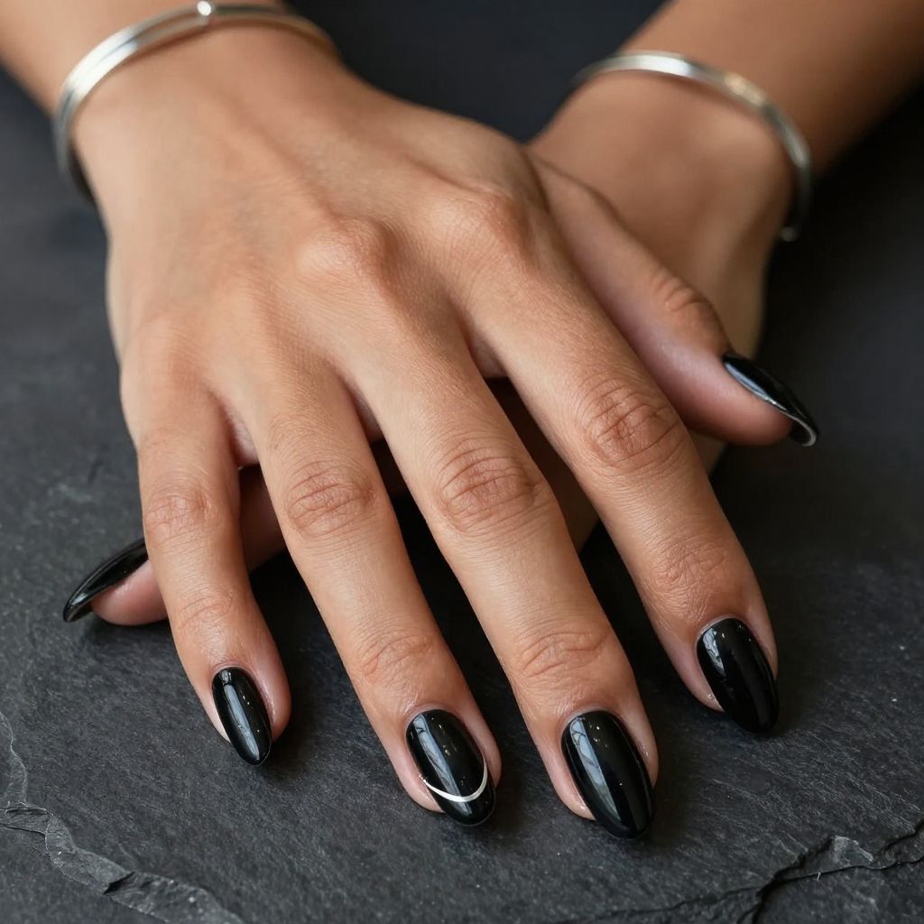 Black Almond Nails with Gloss Finish