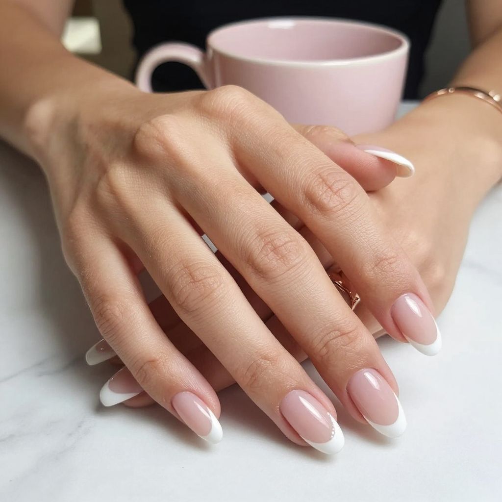 Classic French Almond Nails
