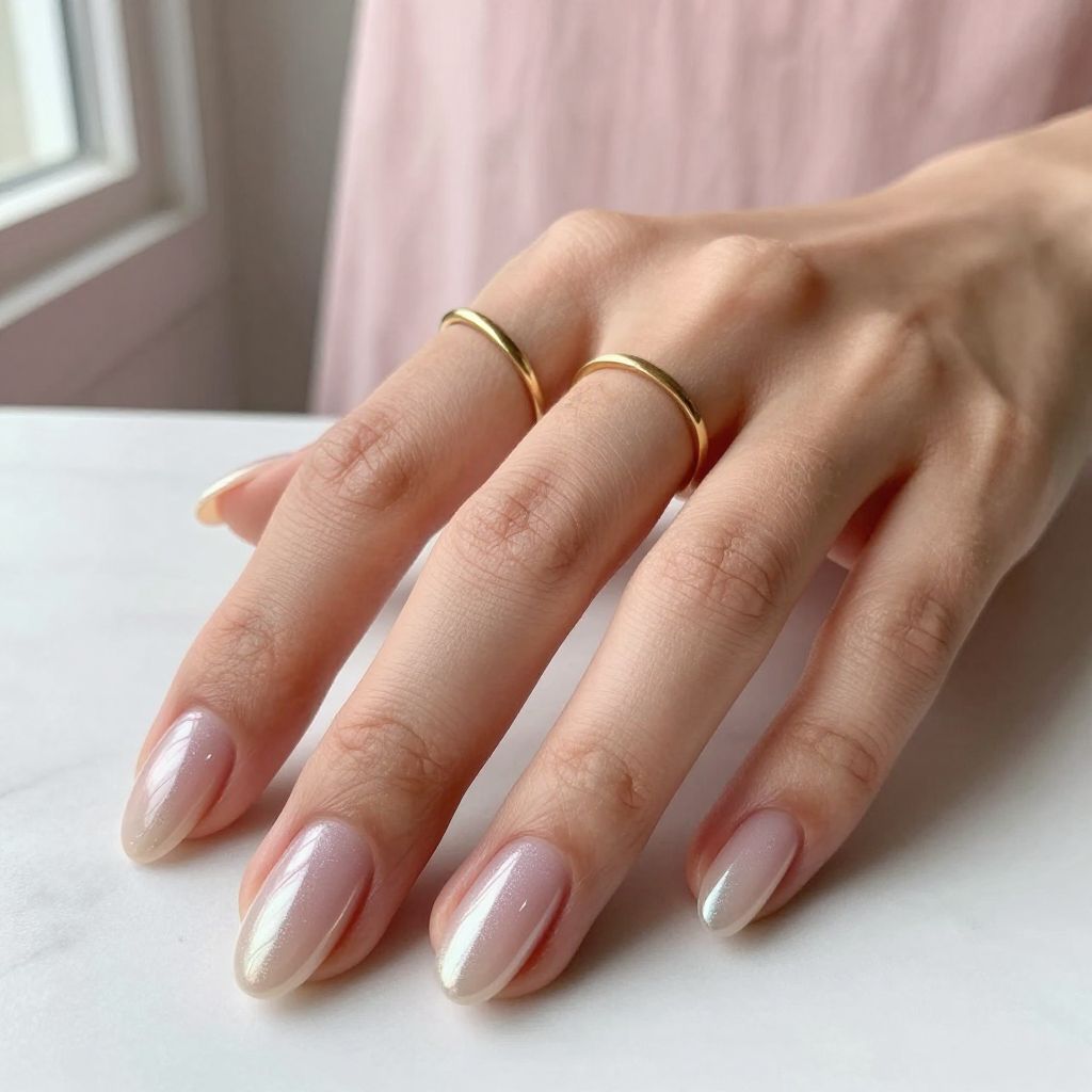 Minimal Line Art Almond Nails