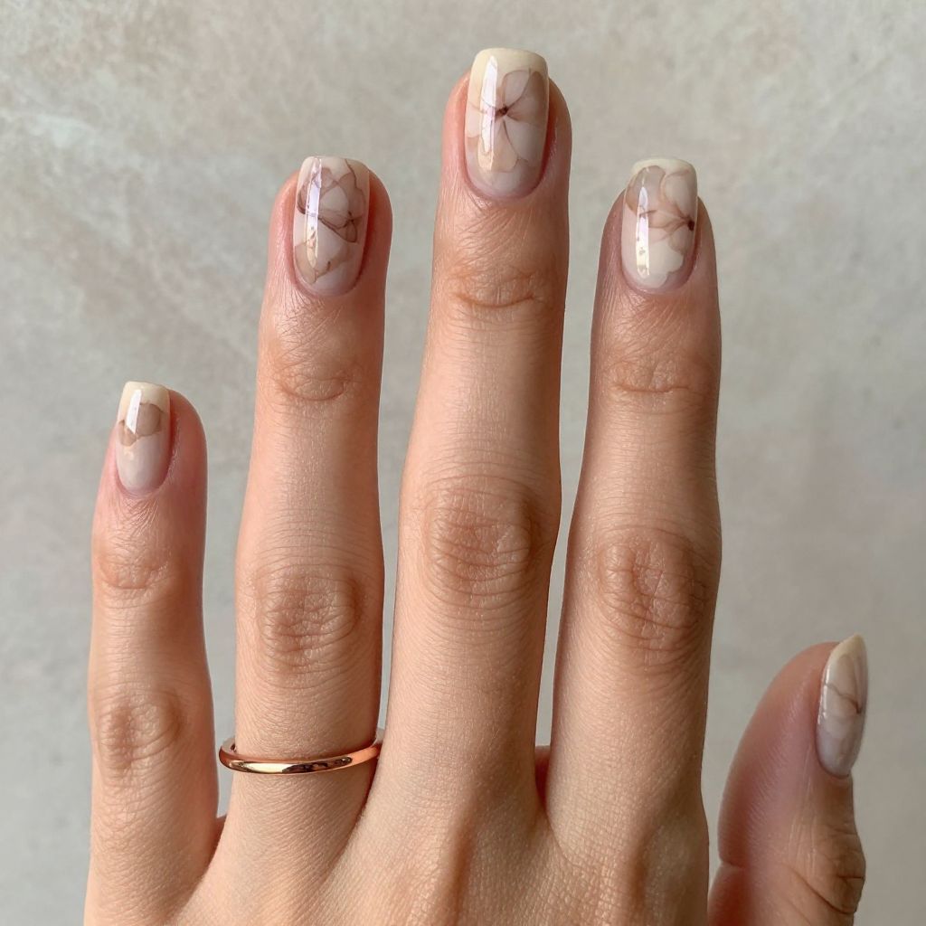 Cream and Taupe Bloom Minimalist