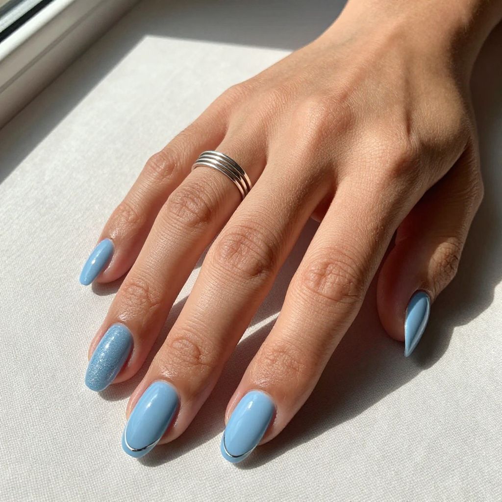 Soft Sky Blue Coffin Nails