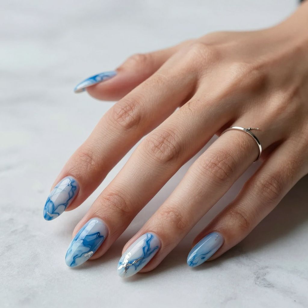 Blue And White Marble Acrylics