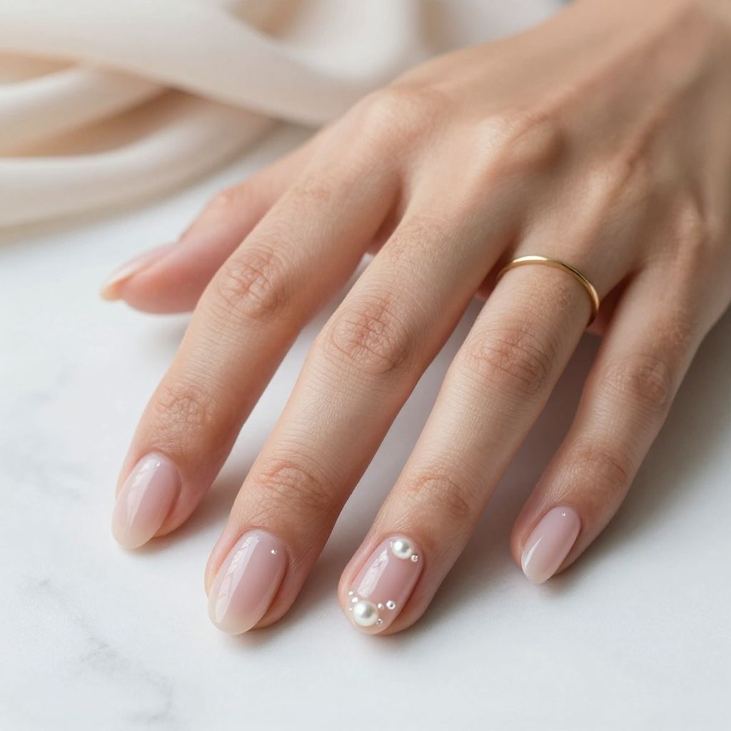 Tiny Pearl Accent Nails