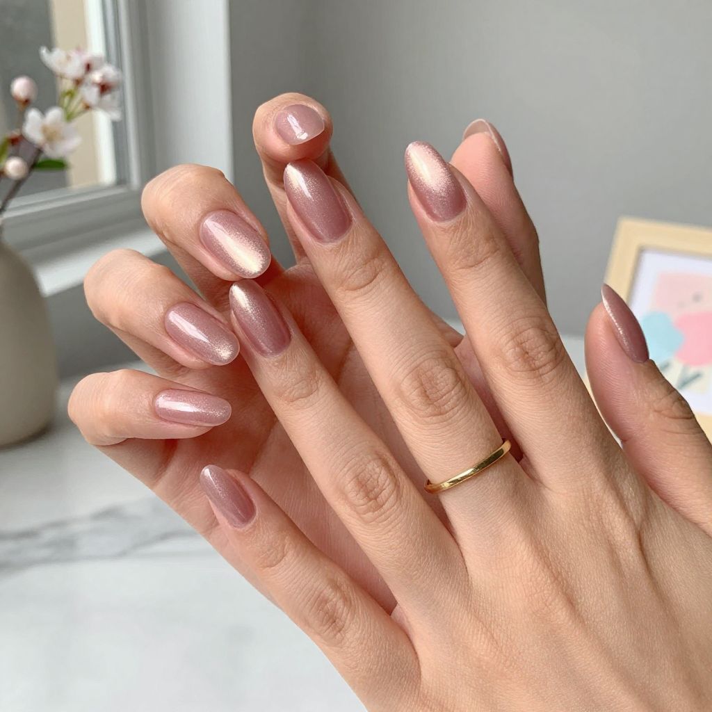 Rose Quartz Cat Eye Nails