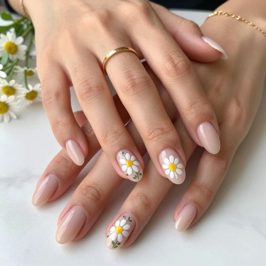 Daisy Garden On Sheer Nude