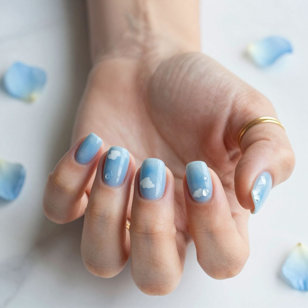 Blue Sky Jelly Nails