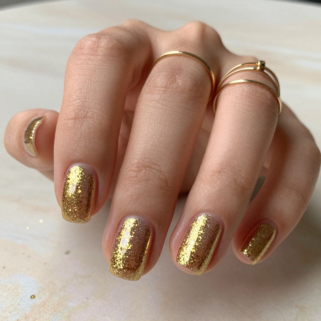 Full Gold Micro Glitter Nails