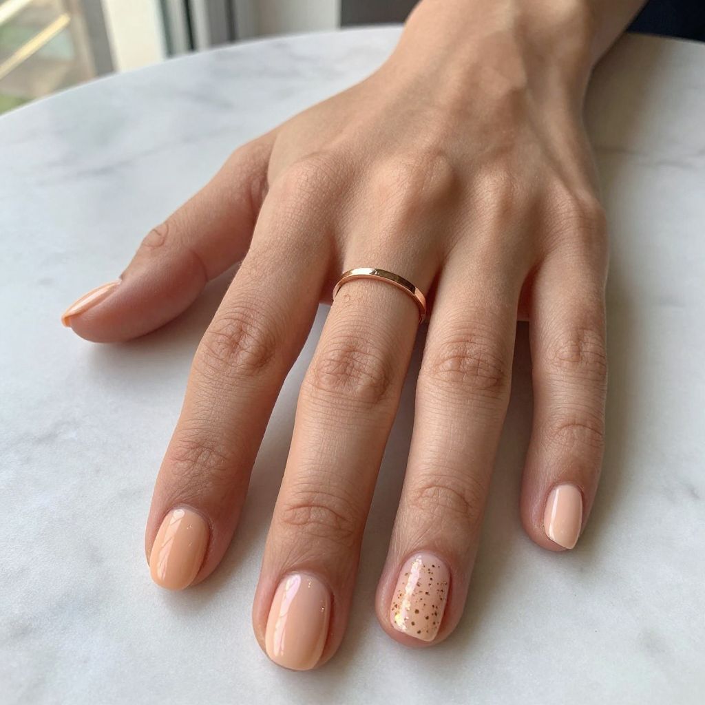 Peach Sorbet Short Round Nails