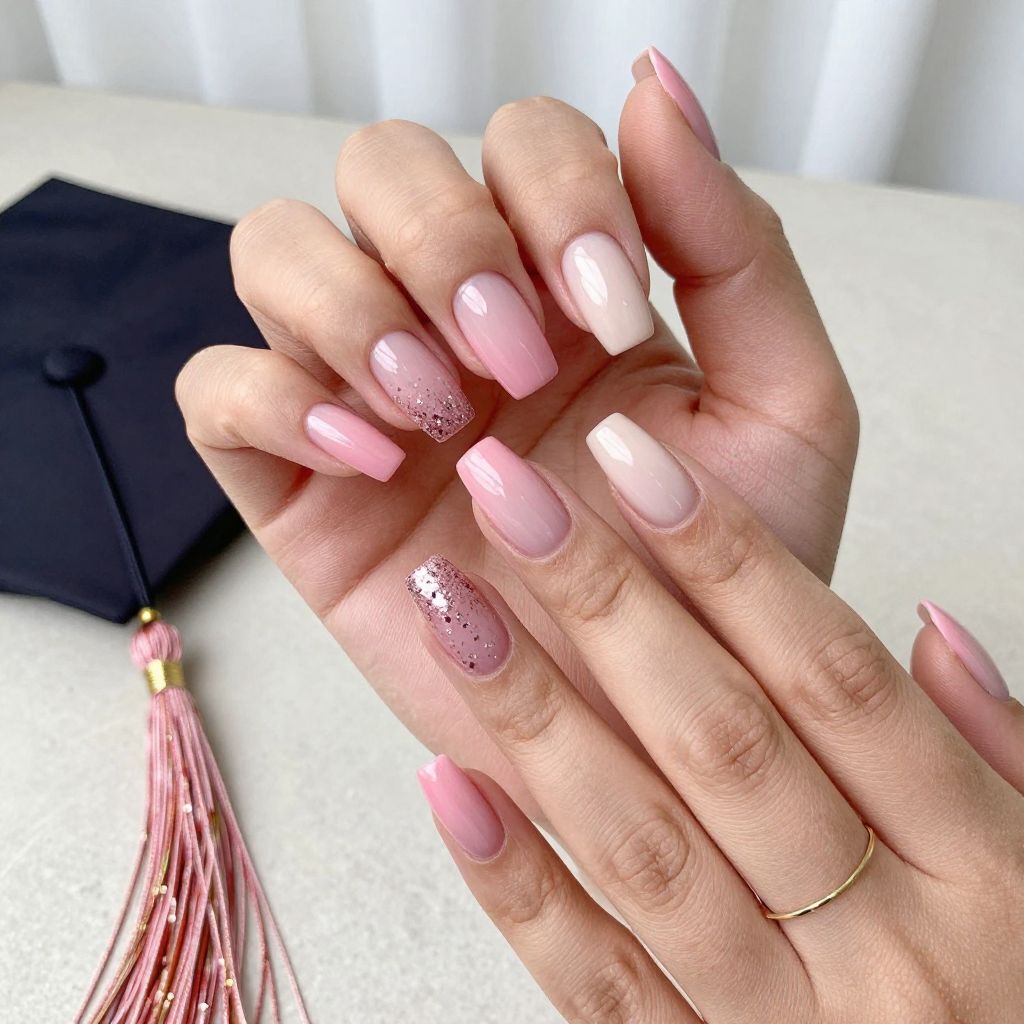Pink Ombré Coffin Nails