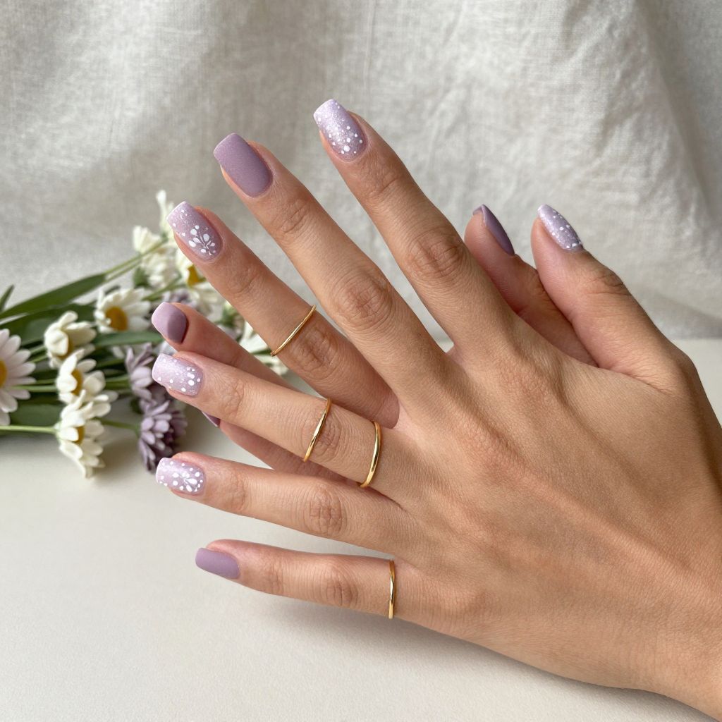 Matte Lilac Short Square Nails