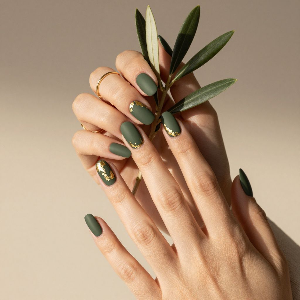 Matte Olive Green with Gold Foil