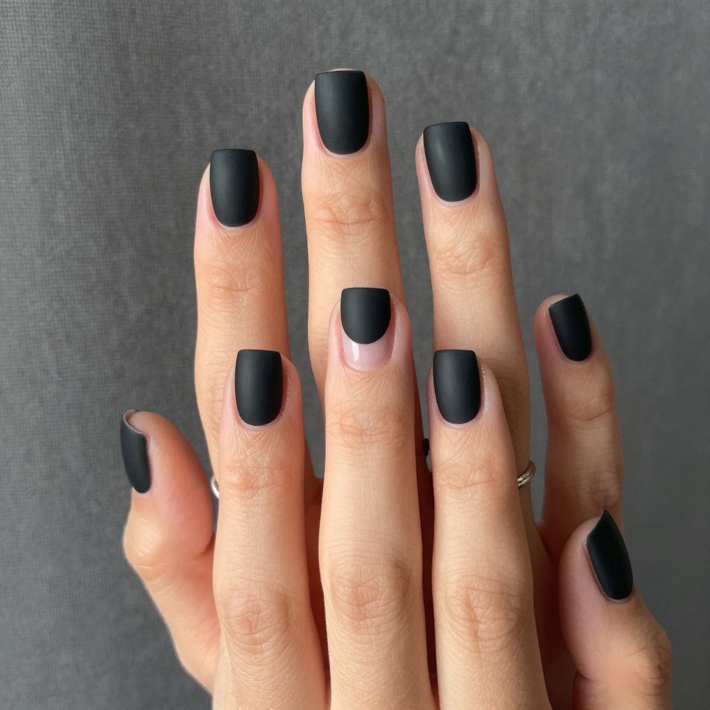Matte Black Square Nails
