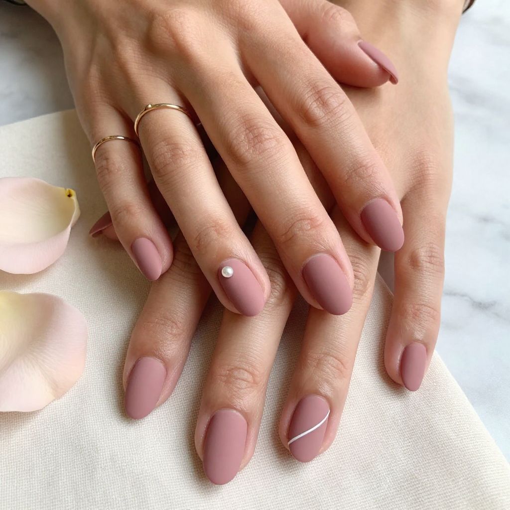 Dusty Rose Matte Oval Nails