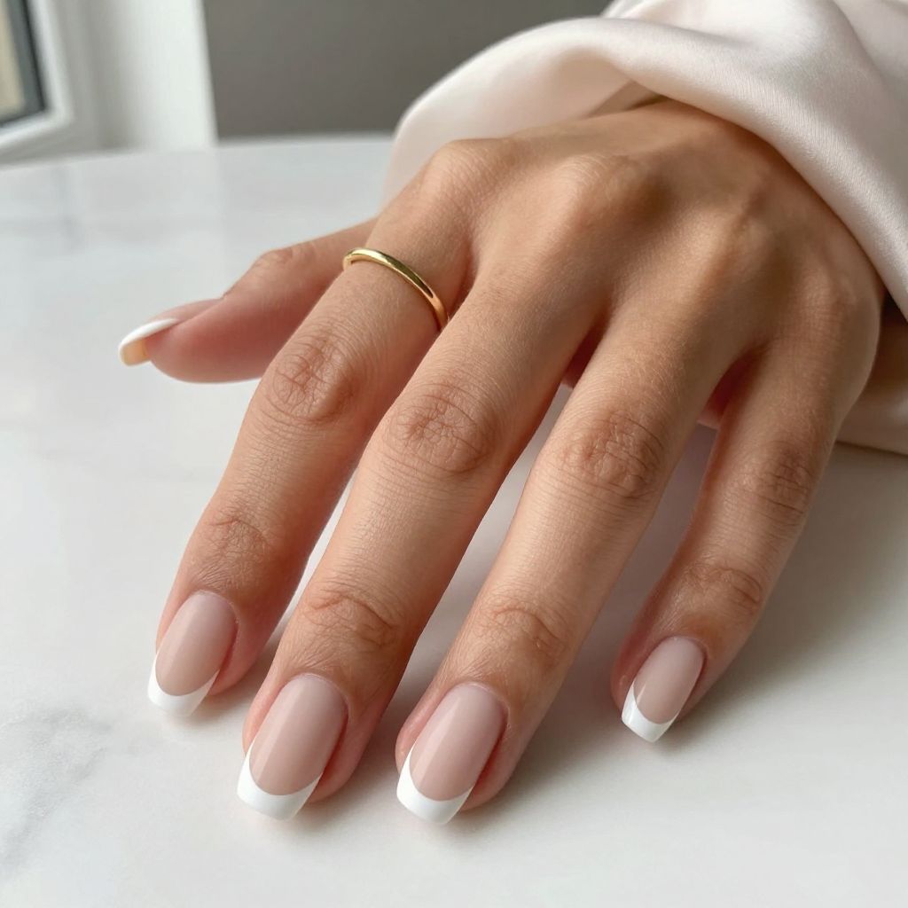 Matte Nude Nails with Micro French Tips