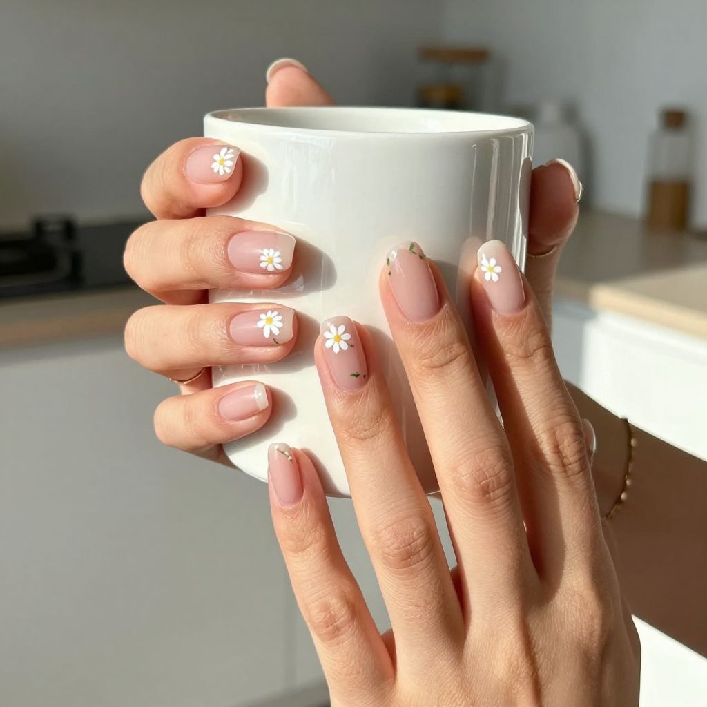 Daisy Accent Nails