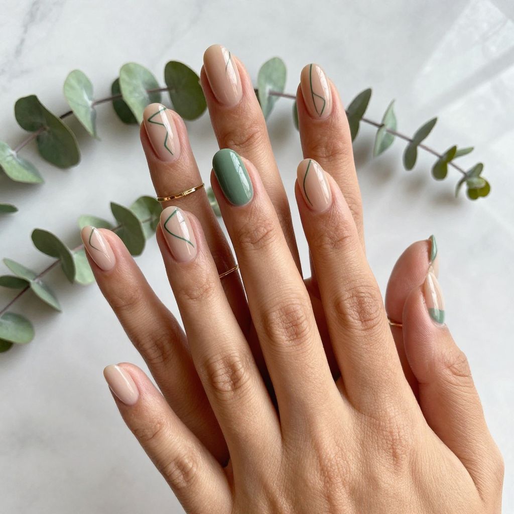 Sage Green Minimal Lines