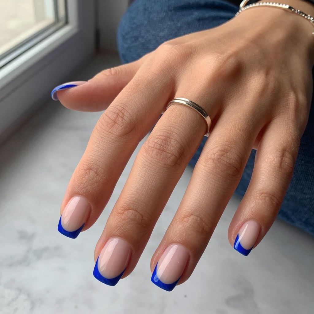 Deep Blue French Tips