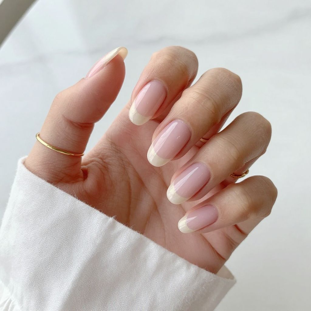 Almond Nails with Milky French Tips