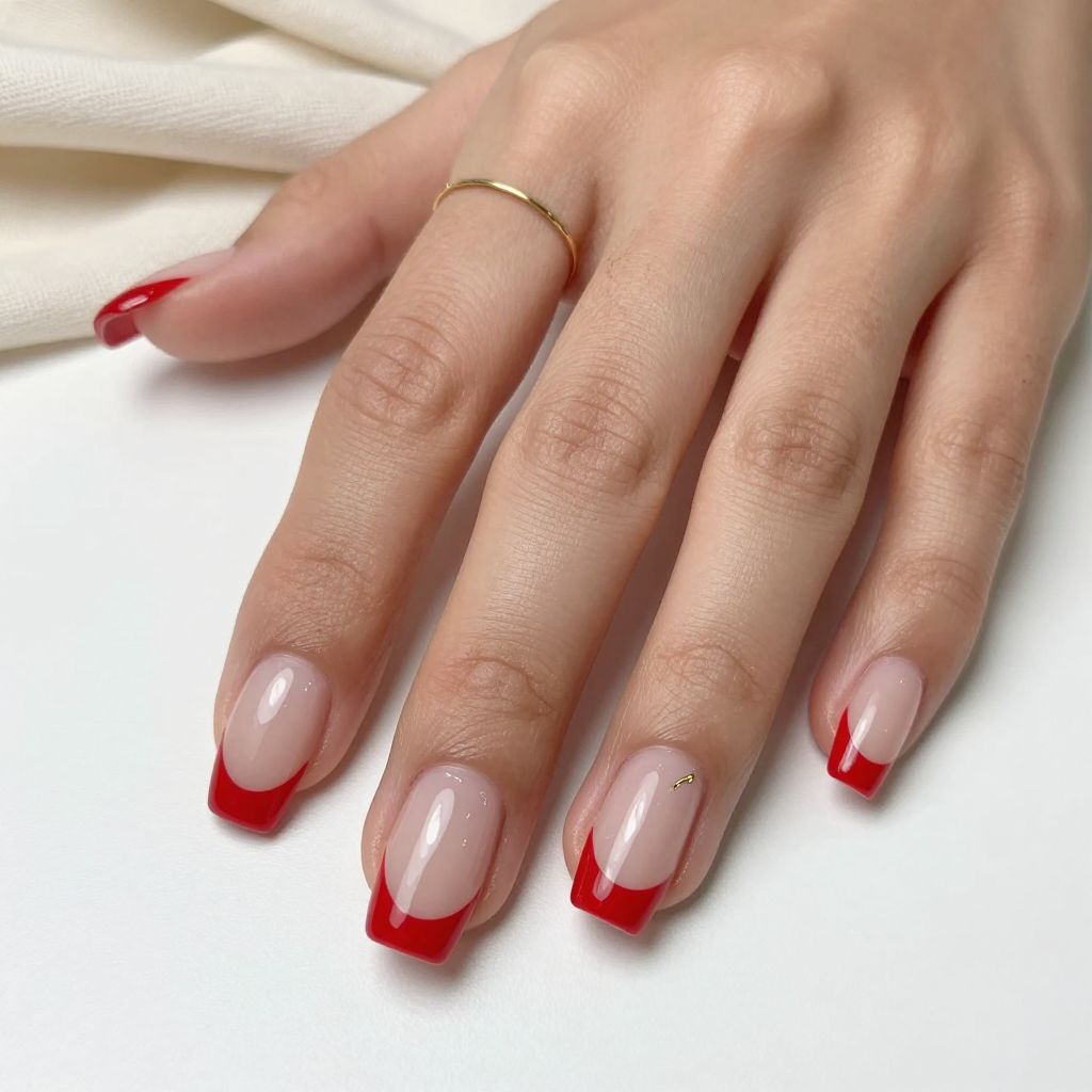 Square Red French Tips