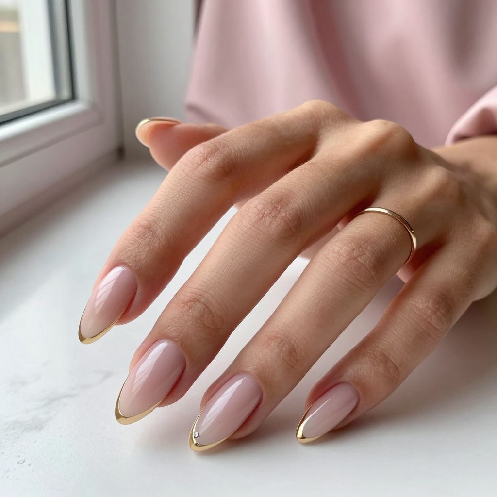 Gold Outline French Tips