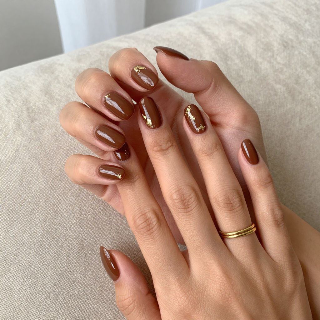 Chocolate Glaze Almond Nails