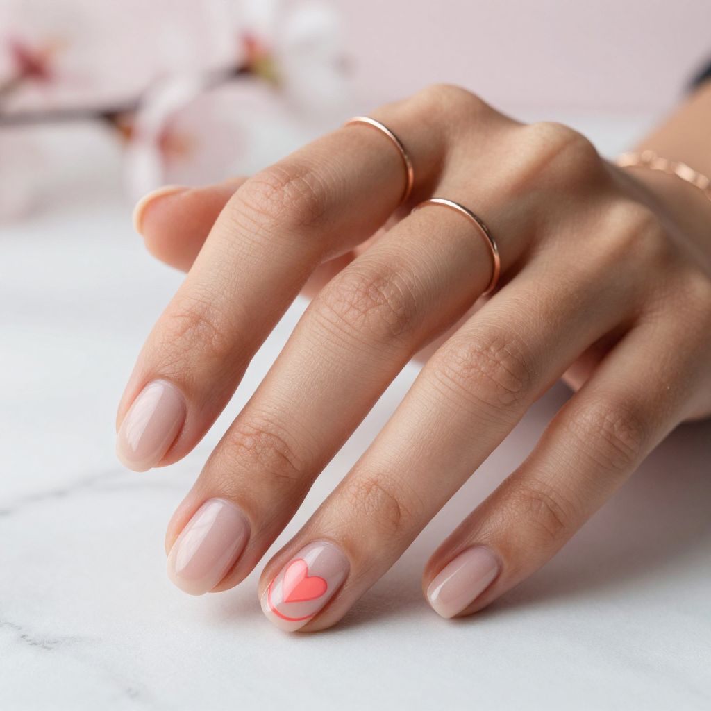 Tiny Heart Accent Nails