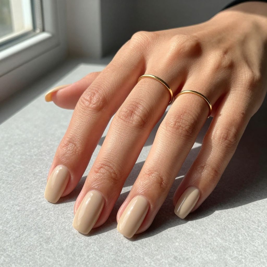 Soft Beige Matte Nails