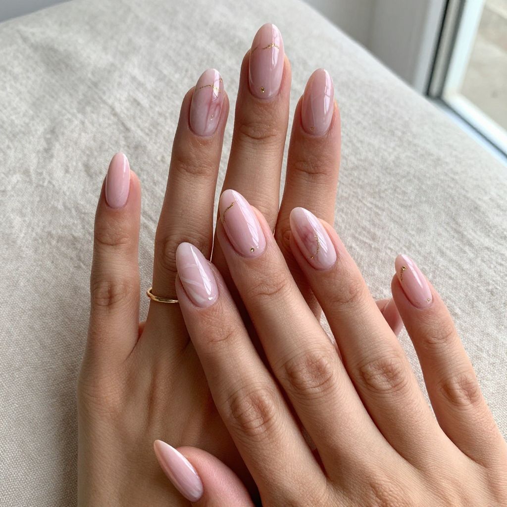 Pink Marble Acrylic Nails