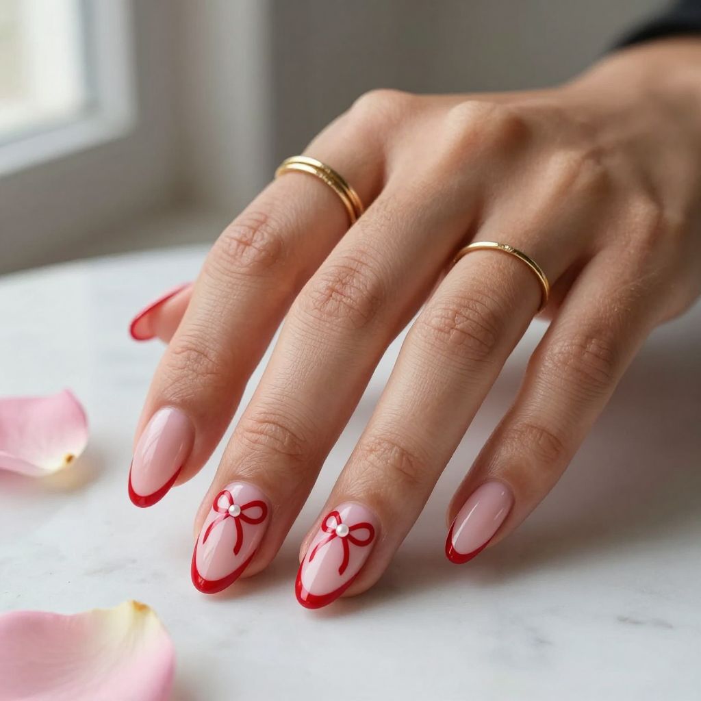 Red Ribbon French Tips