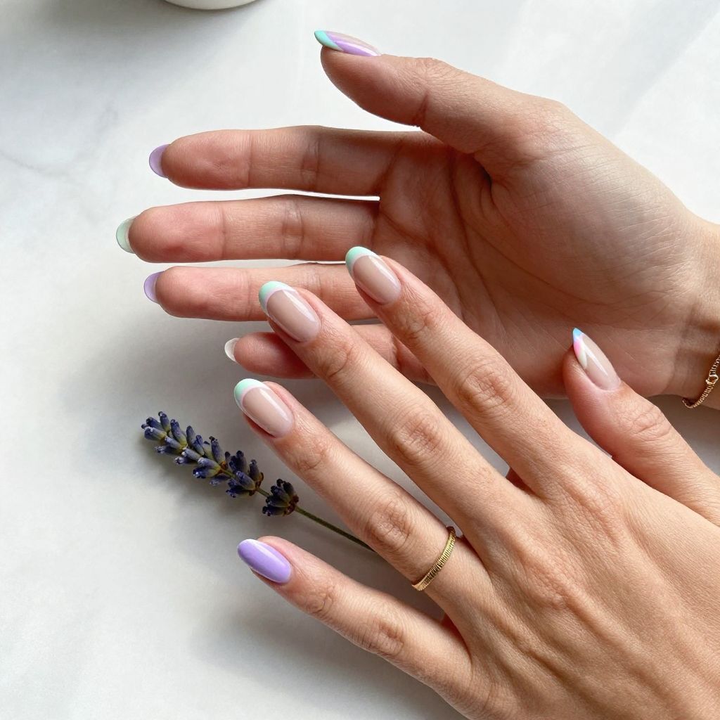 Pastel Stripe French Tips
