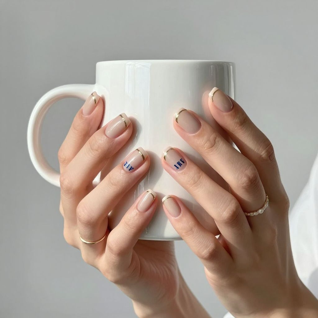 Monogram Inspired Nude Nails