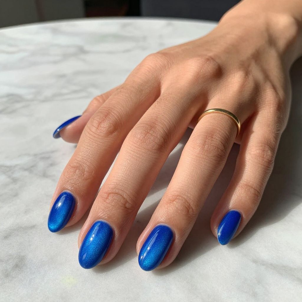 Royal Blue Cat Eye Nails