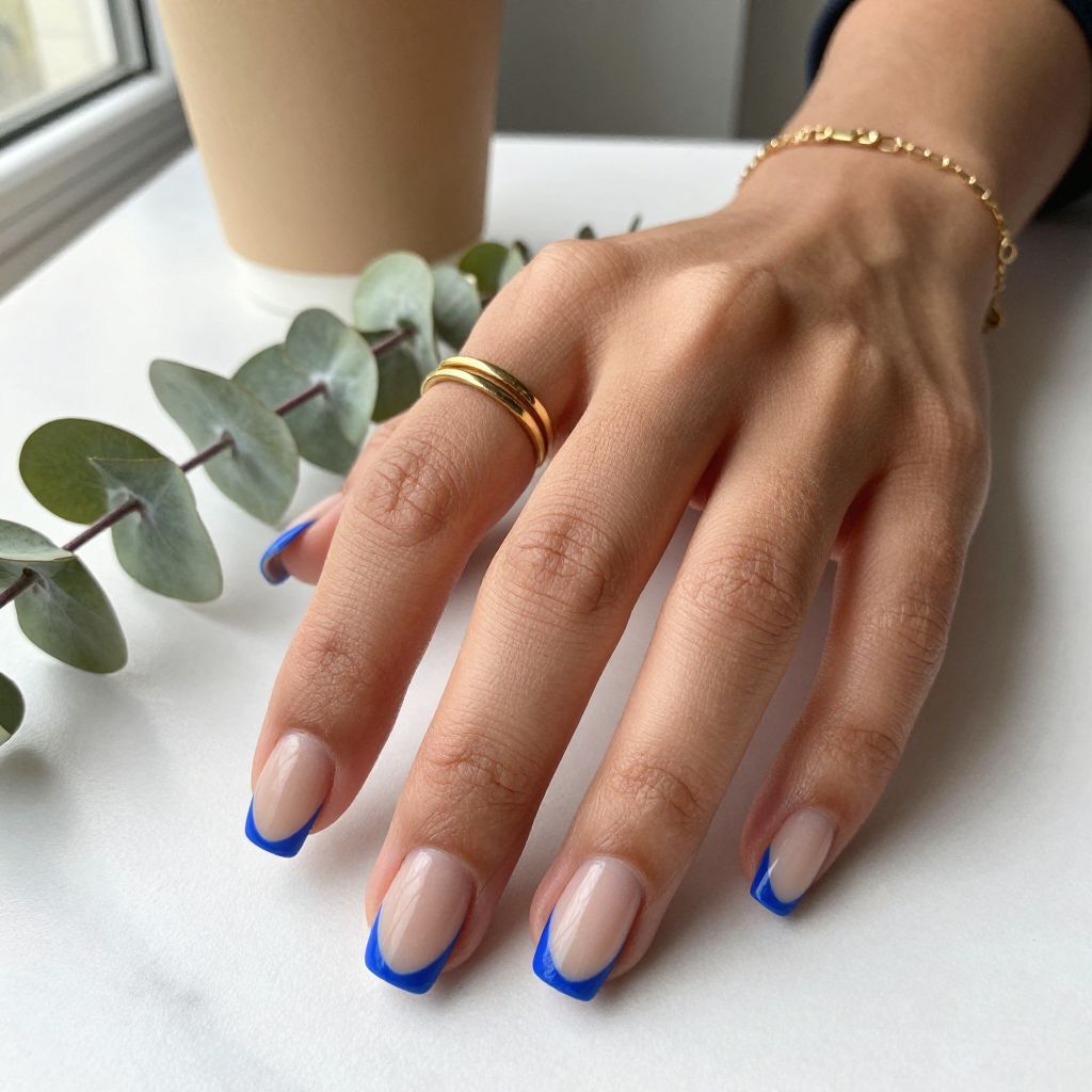 Royal Blue and Nude Negative Space Nails