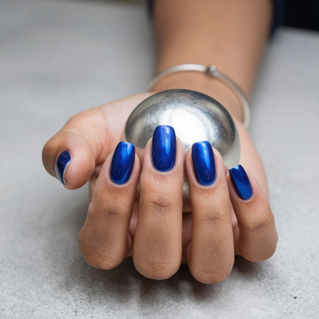 Royal Blue Chrome Nails