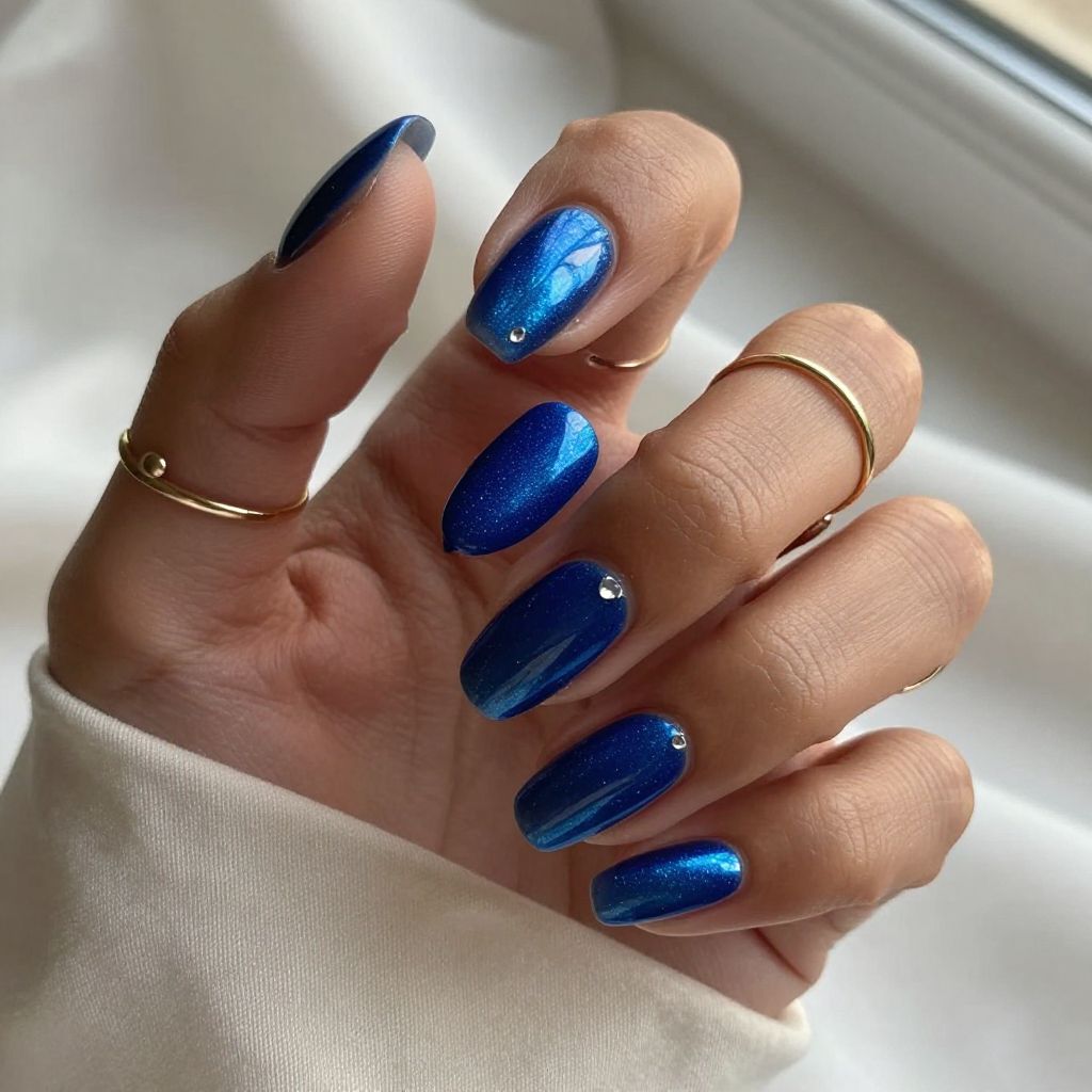 Royal Blue Velvet Nails