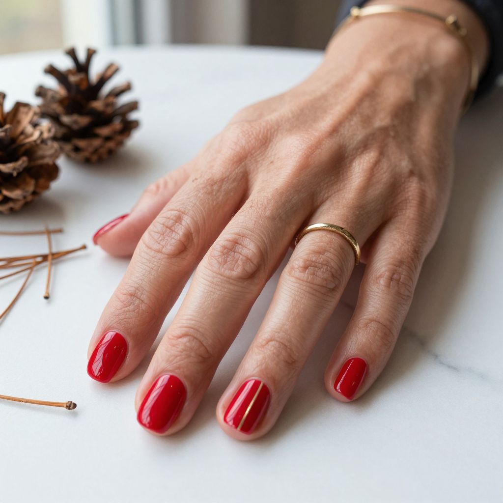 Classic Red Short Christmas Nails