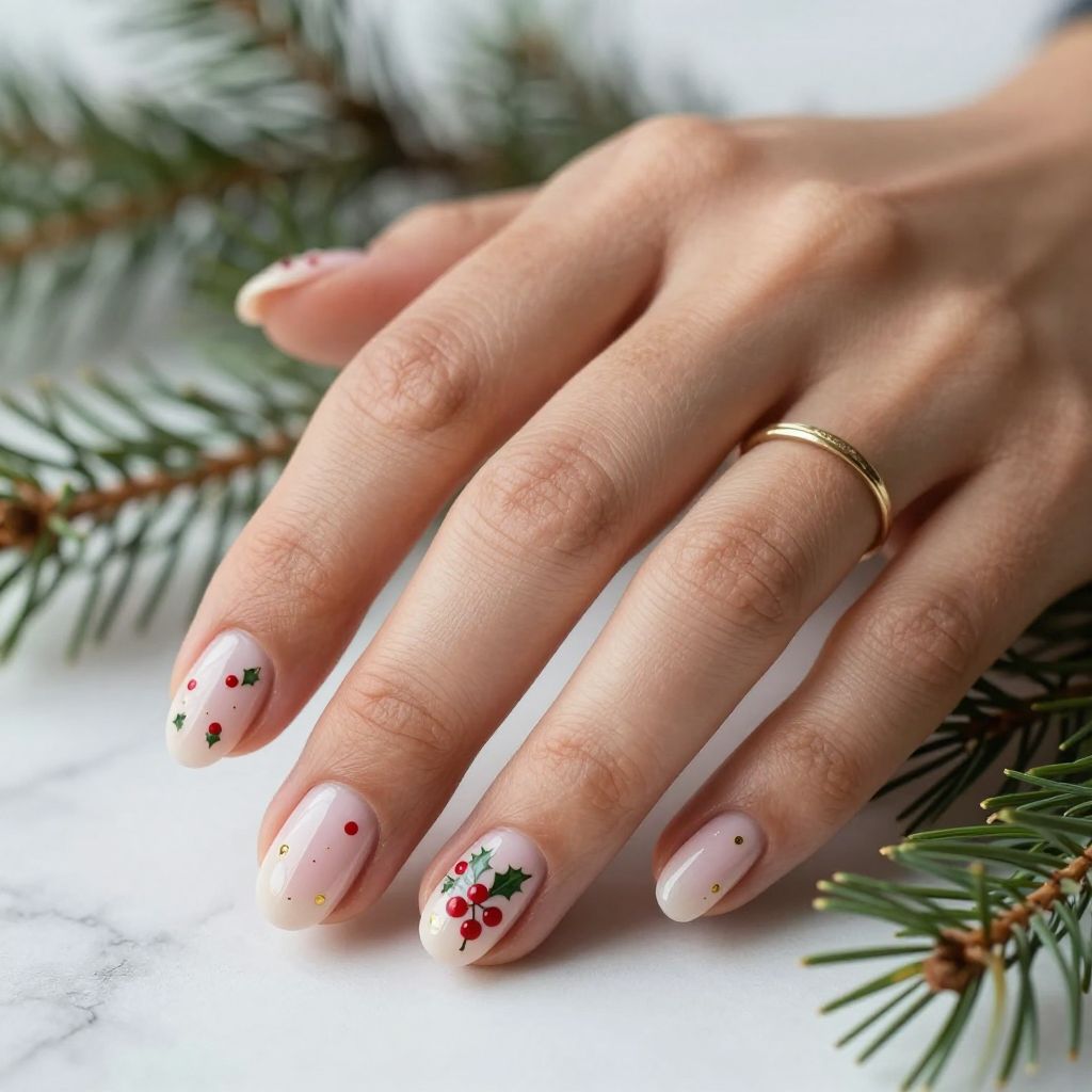 Holly Berry Detail Nails