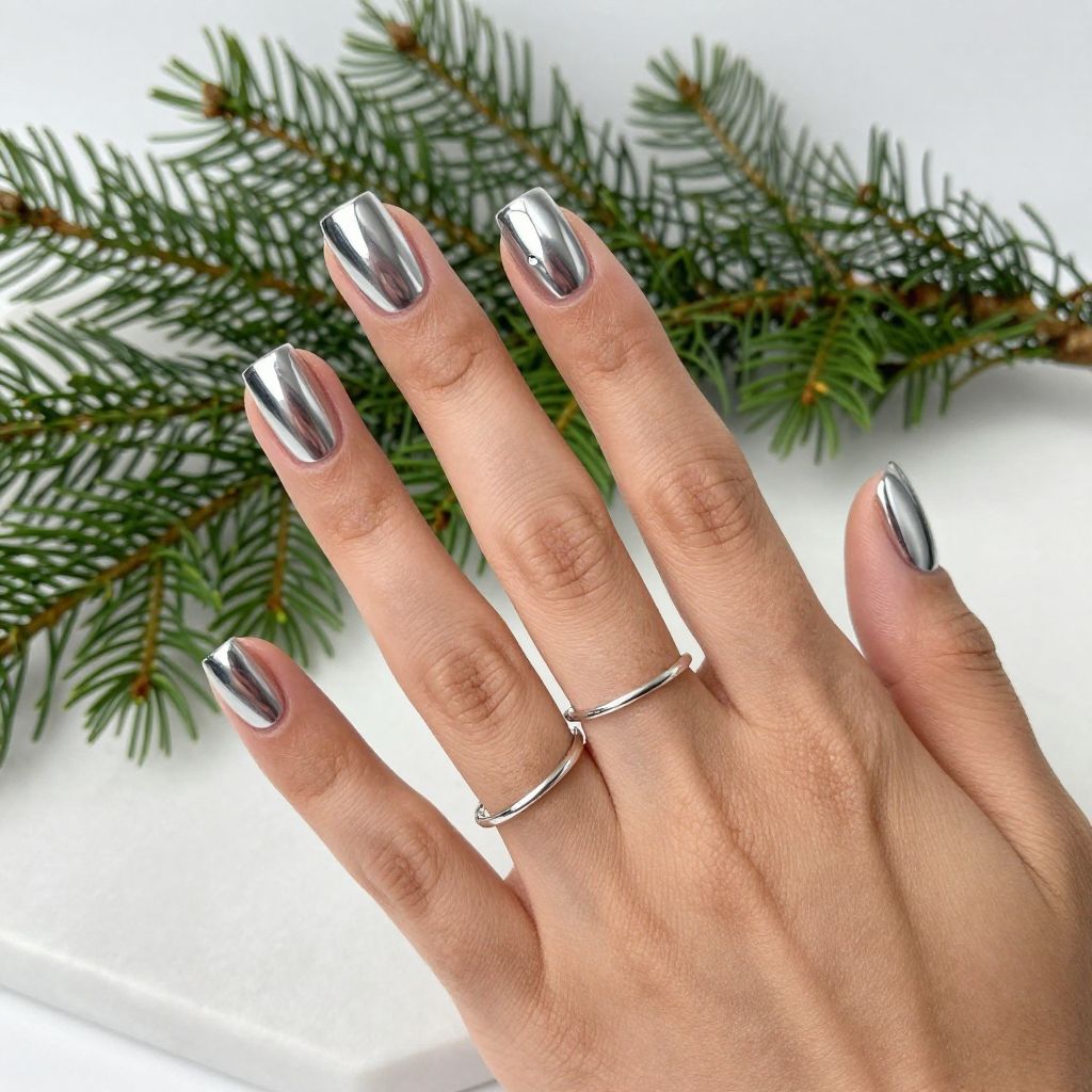 Silver Chrome Short Nails