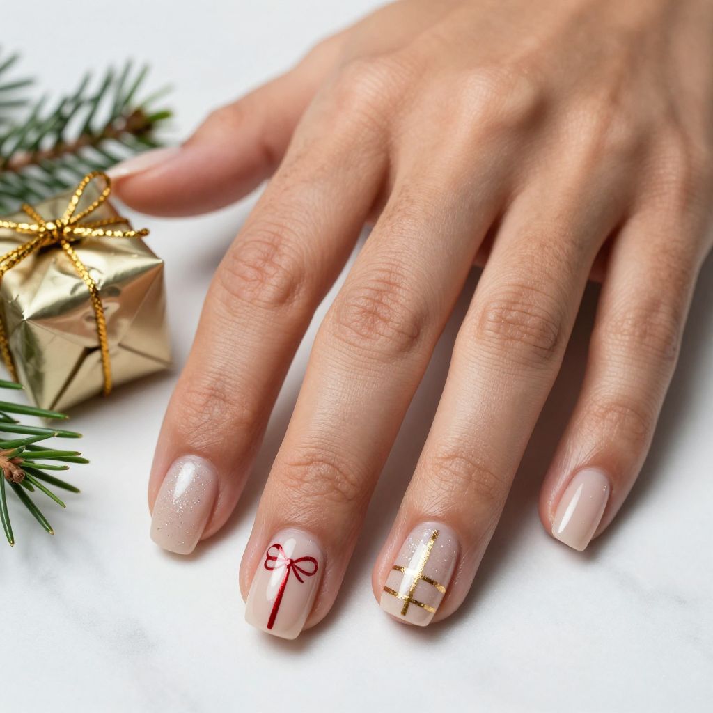 Tiny Gift Wrap Nails