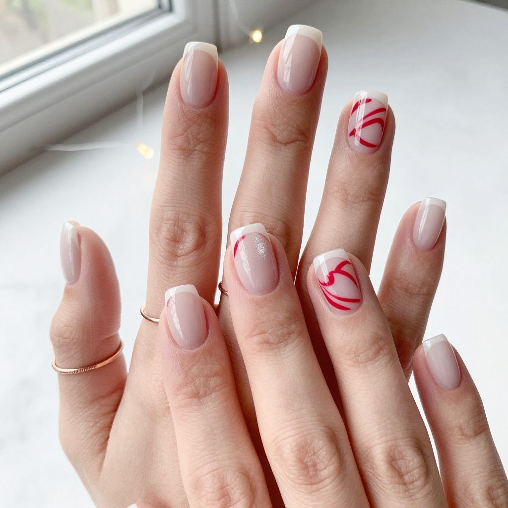 Candy Cane Accent Nails