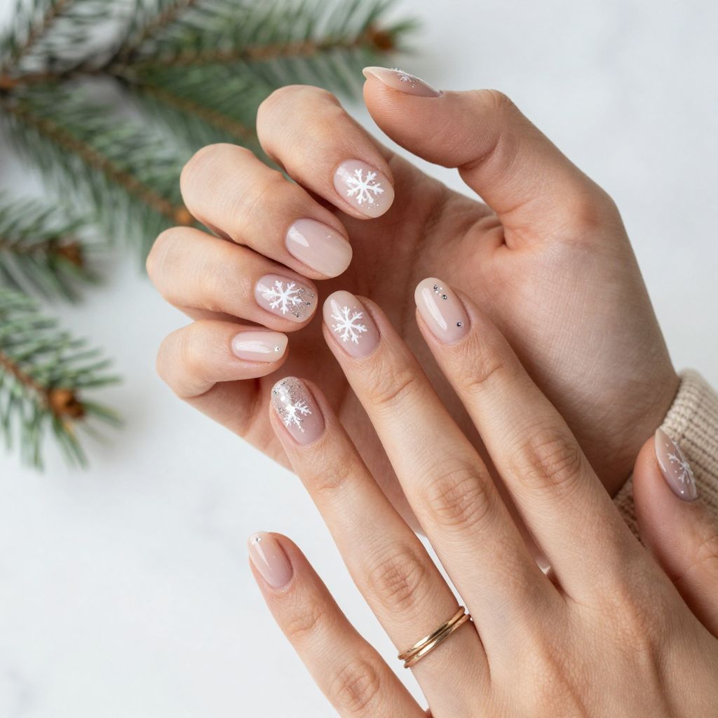 Soft Nude With Snowflake Art