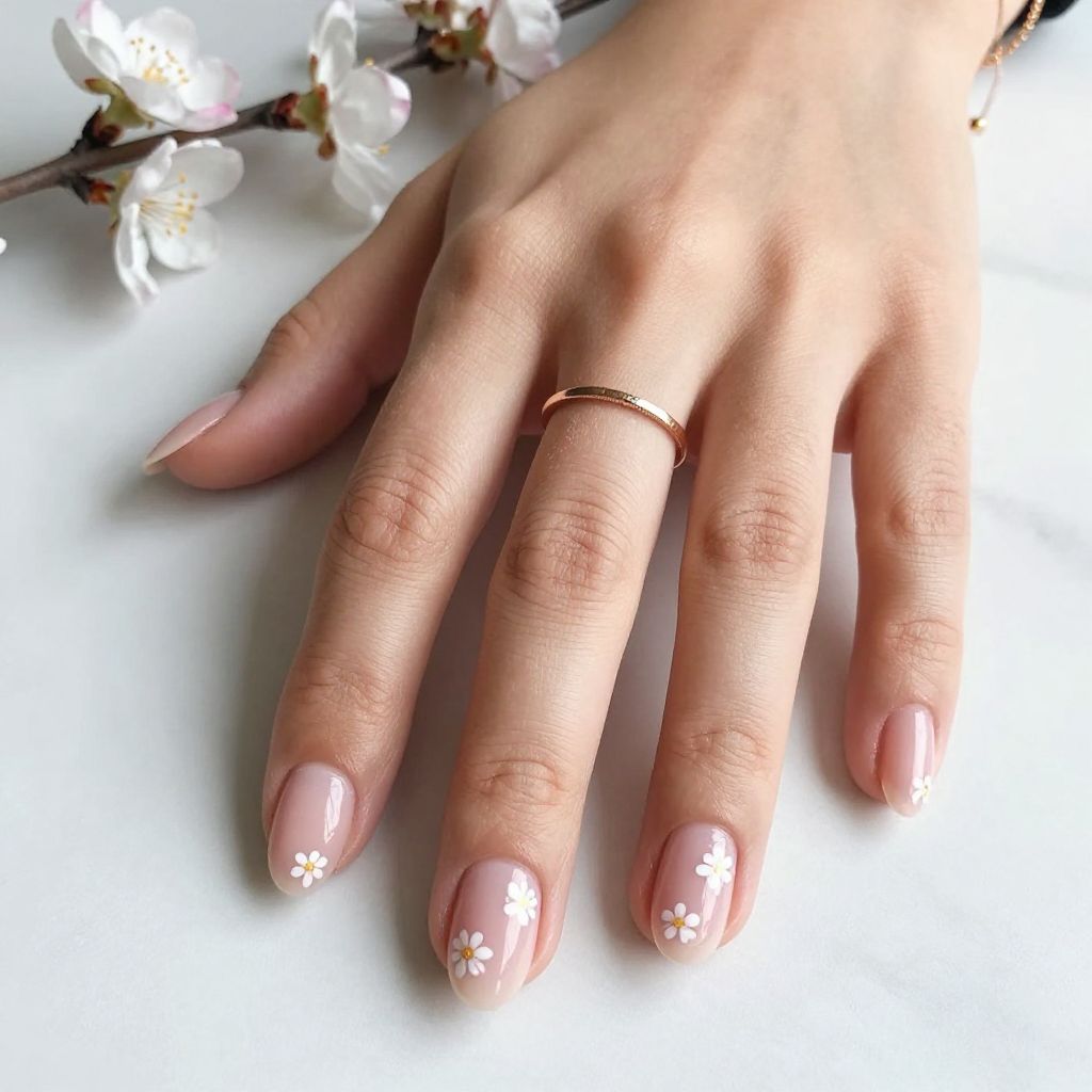 Short Gel Nail Ideas - Micro Floral Tips